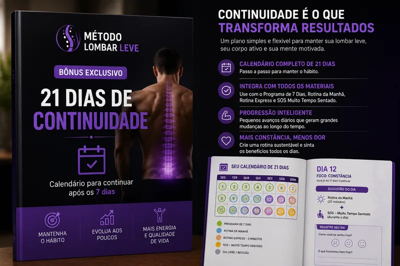 Capa do bônus 21 Dias de Continuidade do Método Lombar Leve
